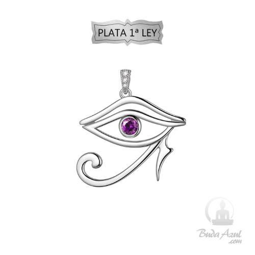 Colgante Plata Ley 925 Ojo Horus Circon LilaREF790