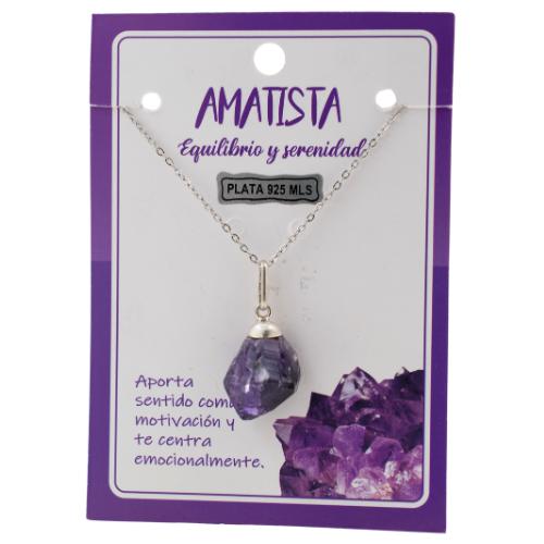Colgante Plata Ley 925 Punta AMATISTA bruta REF 8