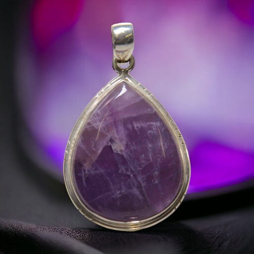 Colgante gota Plata de Ley 925 LISO MINERAL AMATISTA REF 1990