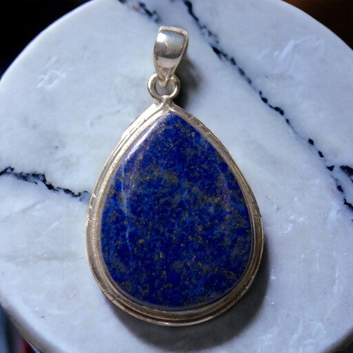 Colgante gota Plata de Ley 925 LISO MINERAL LAPISLAZULI REF 1990