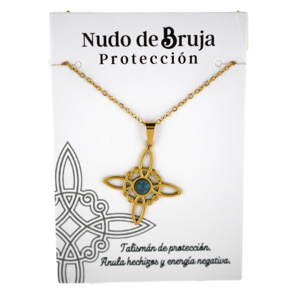 Colgante acero dorado Nudo de Bruja Apatita 6