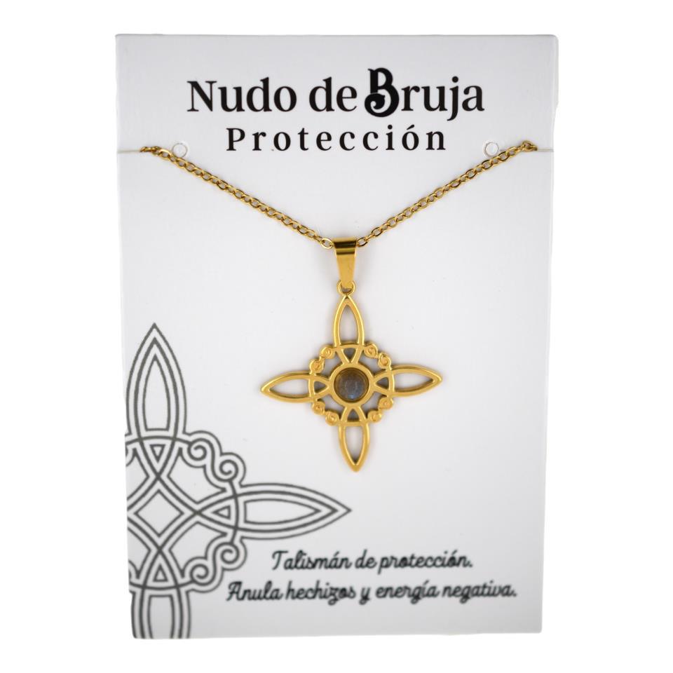 Colgante acero dorado Nudo de Bruja Labradorita 6