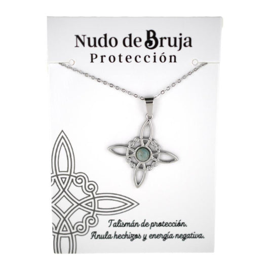 Colgante acero plateado Nudo de Bruja Amazonita 6