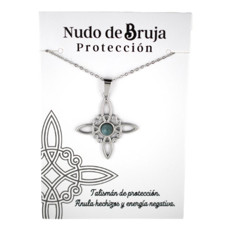 Colgante acero plateado Nudo de Bruja Apatita 6