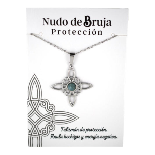 Colgante acero plateado Nudo de Bruja Apatita 6
