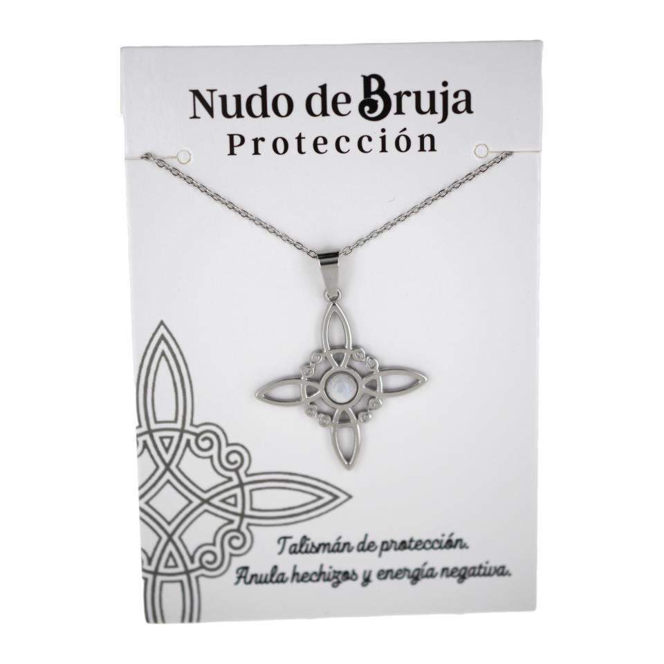 Colgante acero plateado Nudo deBrujas Piedra Luna6