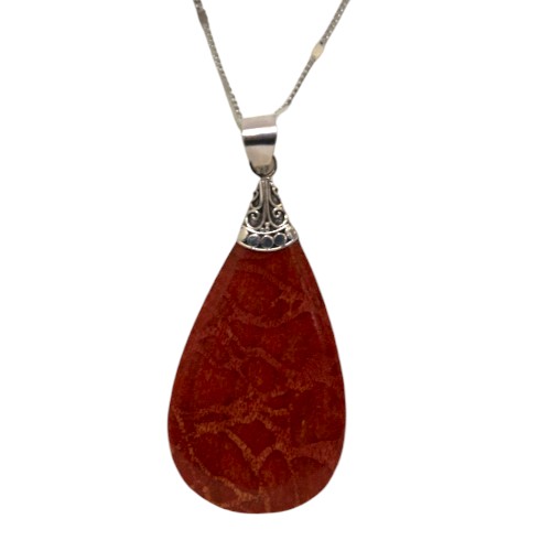 Colgante de Plata de Ley 925 concha GOTA DE AGUA REF 790 - CORAL