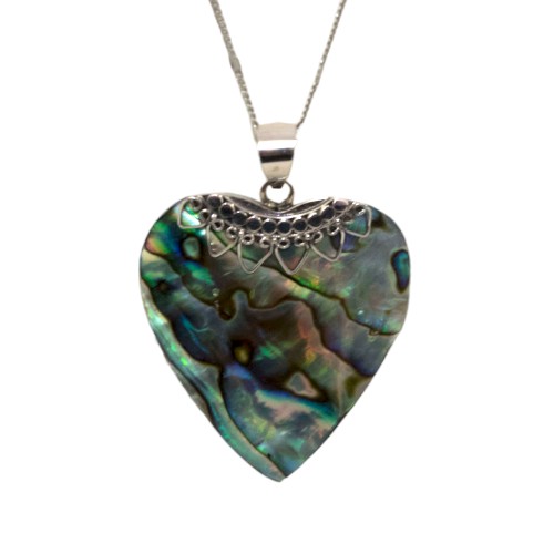 Colgante de Plata de Ley 925 concha corazón REF 790 - Mod 02 ABALON