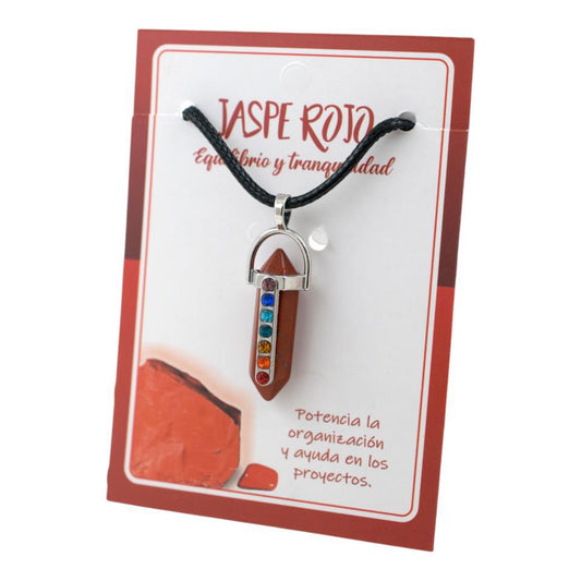 Colgante doble punta 7 Chakras Jaspe Rojo REF 4