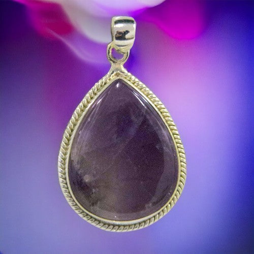 Colgante gota Plata de Ley 925 LABRADO MINERAL AMATISTA REF 1990