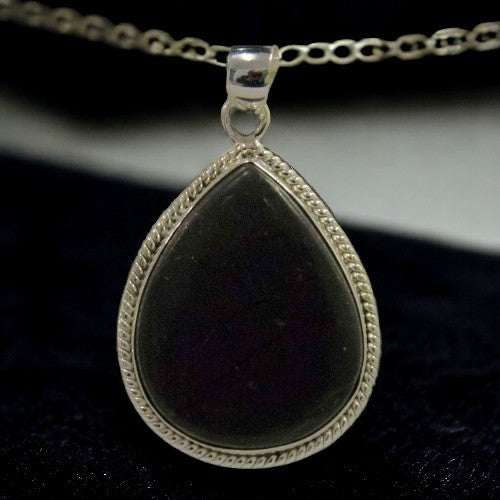 Colgante gota Plata de Ley 925 LABRADO MINERAL SHUNGIT REF 1990