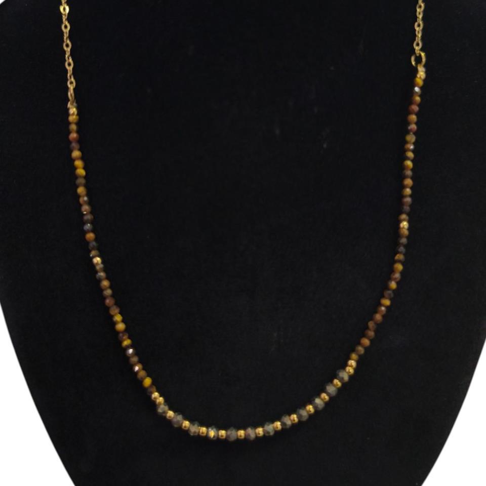 Collar de Mineral Facetado OJO DE TIGRE PIRITA - 8