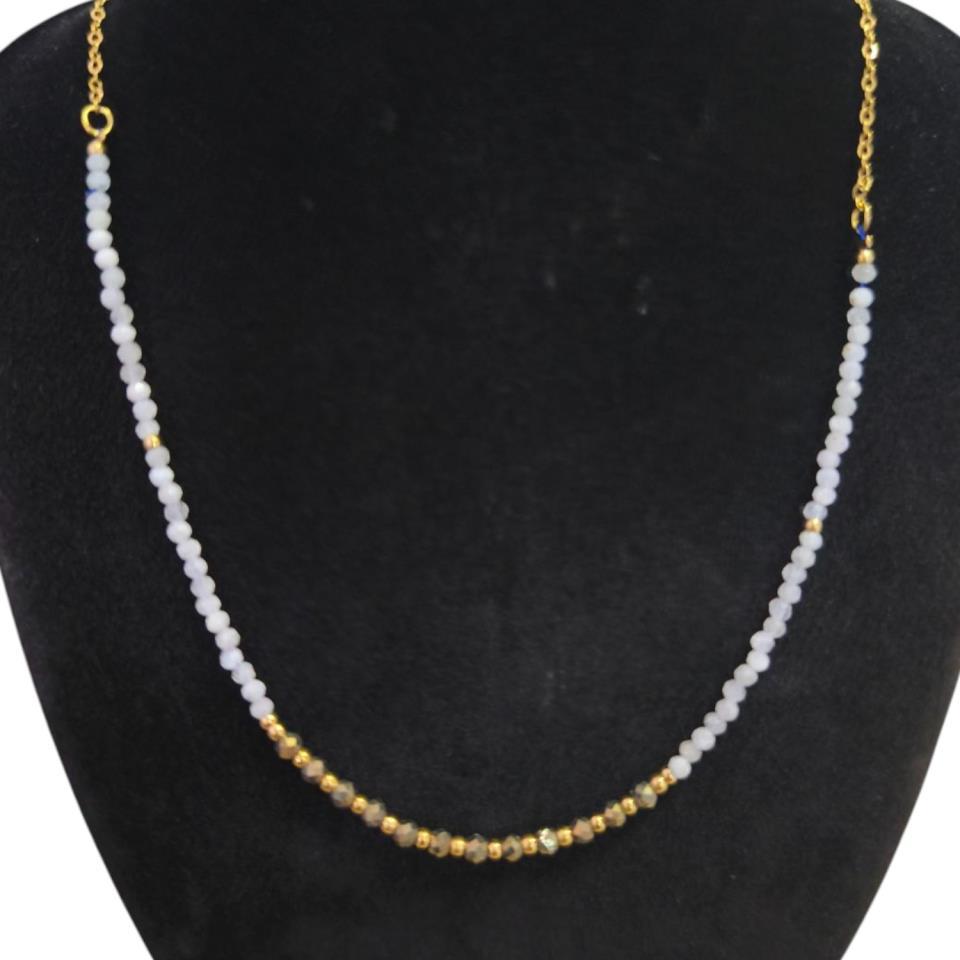 Collar de Mineral Facetado PIEDRA LUNA PIRITA - 8