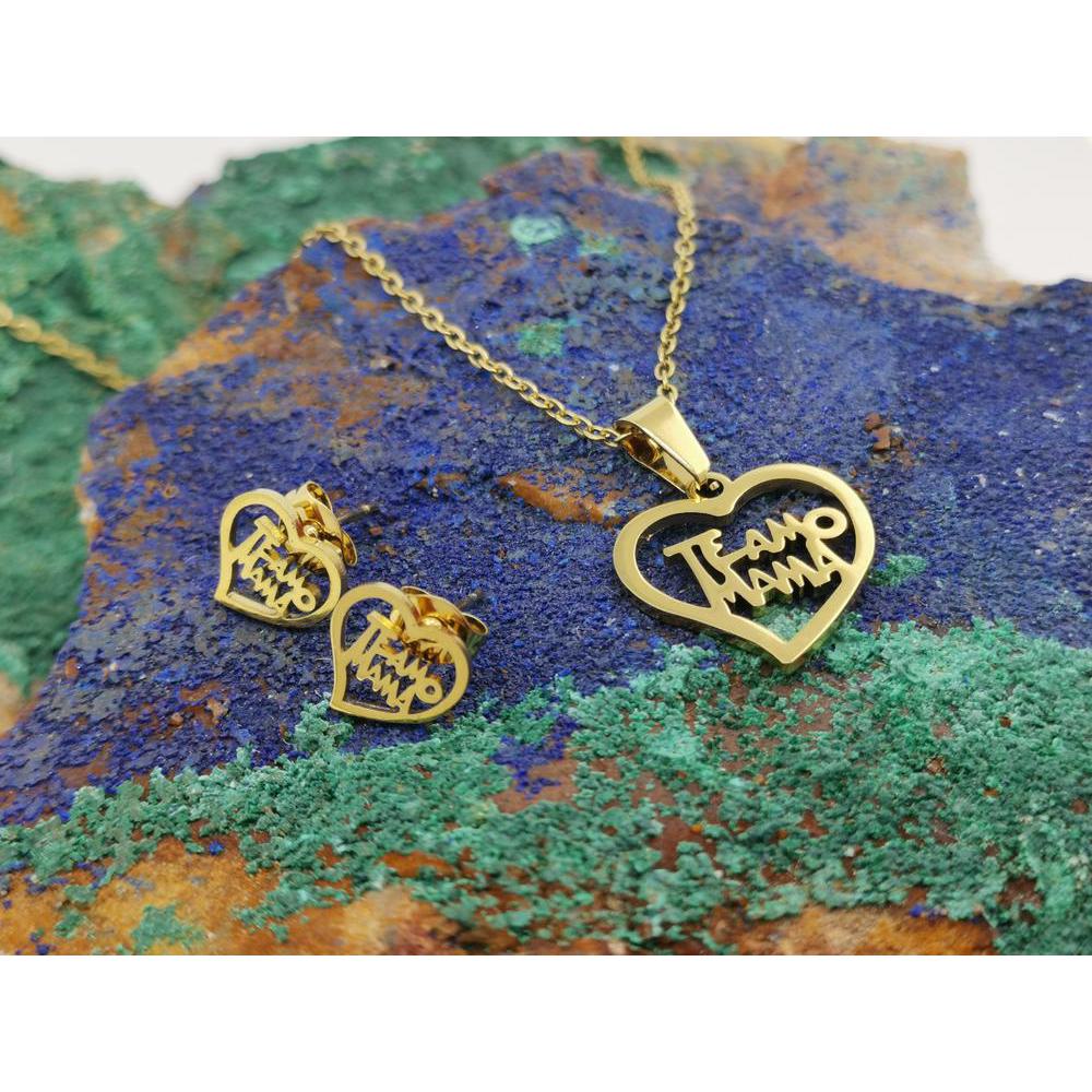 Conjunto Acero Dorado Te Amo Mamá