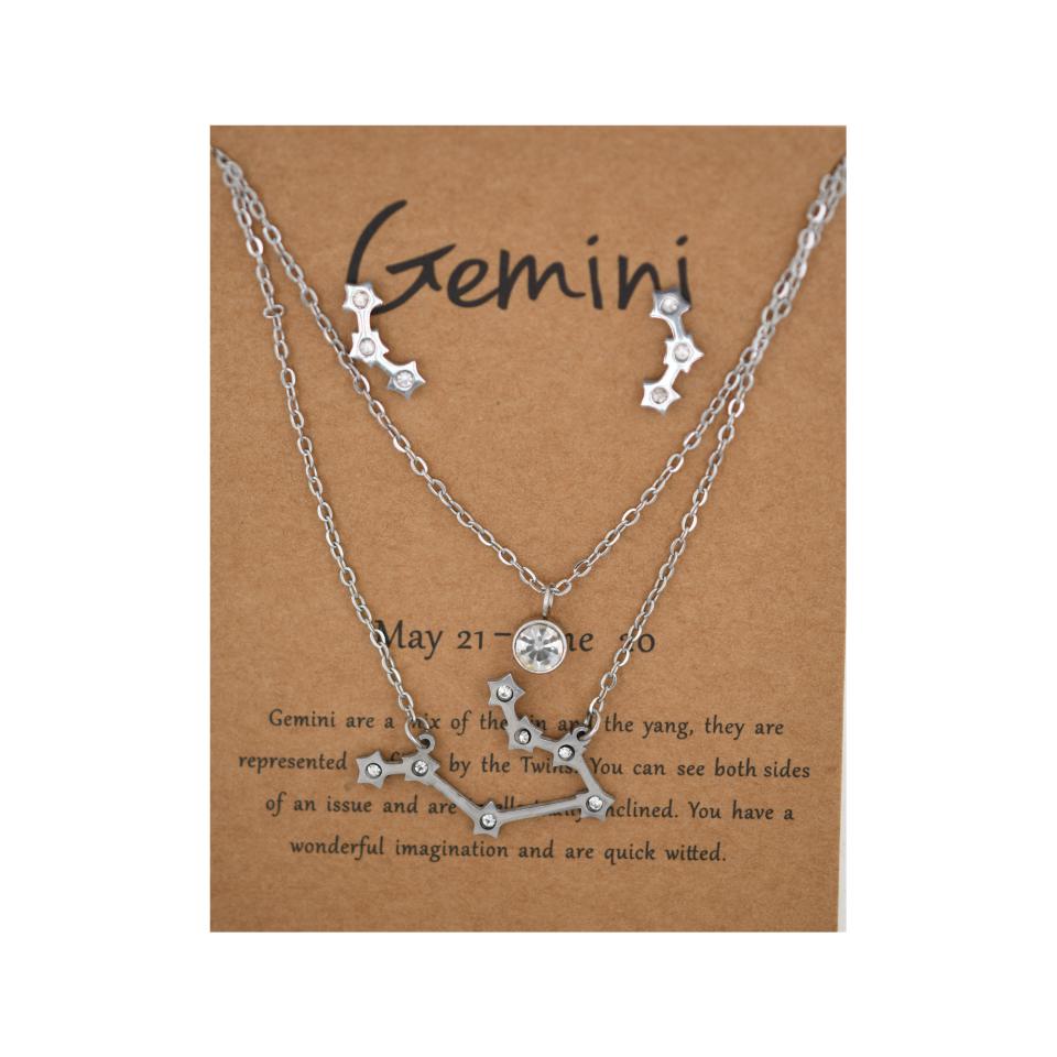 Conjunto Acero Pendiente más colgante Géminis