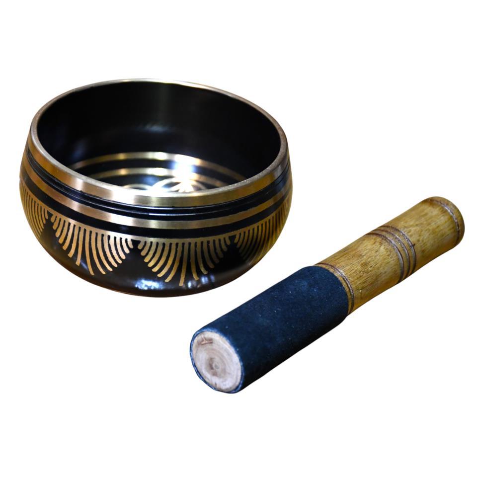 Cuenco Tibetano Bronce Flor vida Negro 11cm BS-001