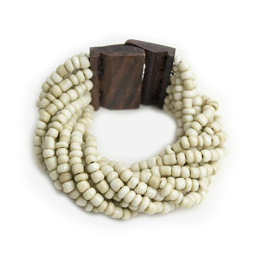Pulsera Beads Madera Pq. Blanco