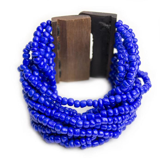 Pulsera Beads Madera Azul