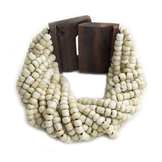 Pulsera Beads Madera Blanco