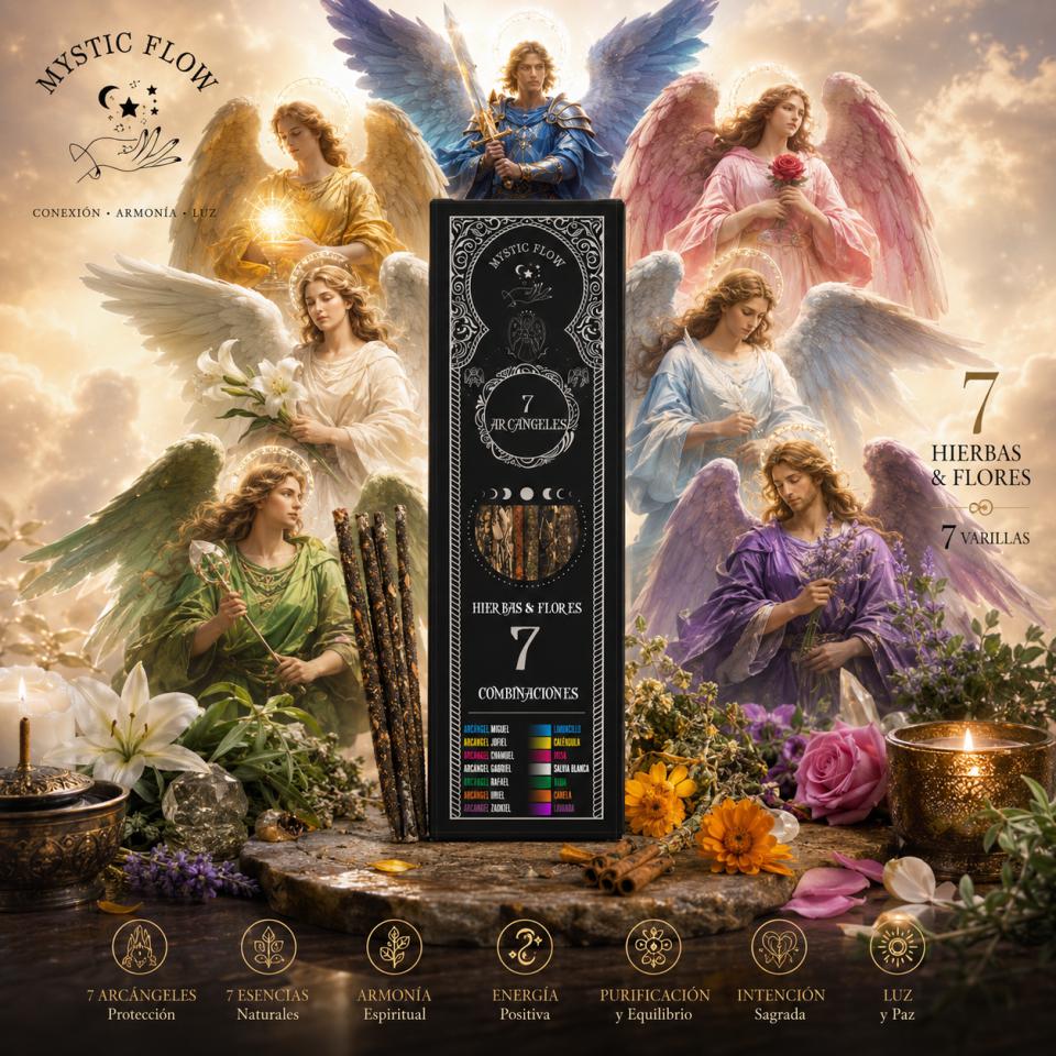 Incienso 7 Arcángeles - 7 Hierbas & Flores Mystic Flow (Pack 12 Cajas)