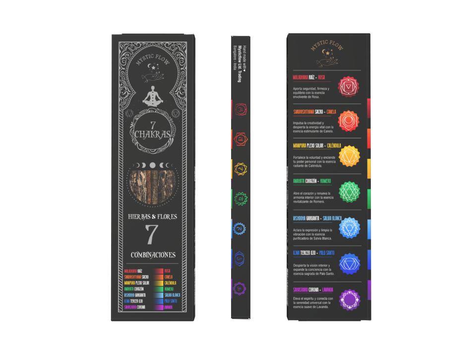 Incienso 7 Chakras - 7 Hierbas & Flores Mystic Flow (Pack 12 Cajas)