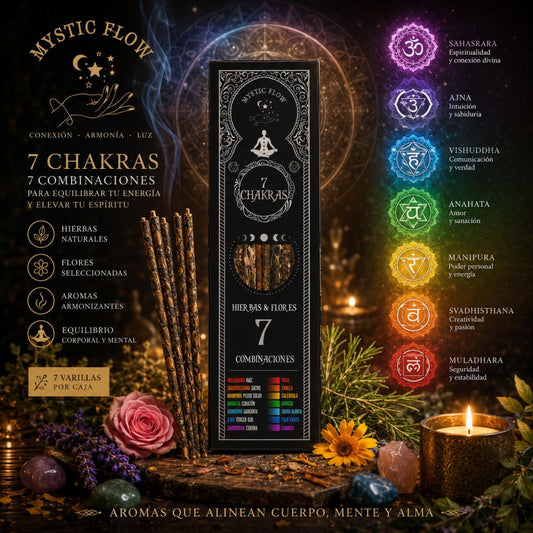 Incienso 7 Chakras - 7 Hierbas & Flores Mystic Flow (Pack 12 Cajas)