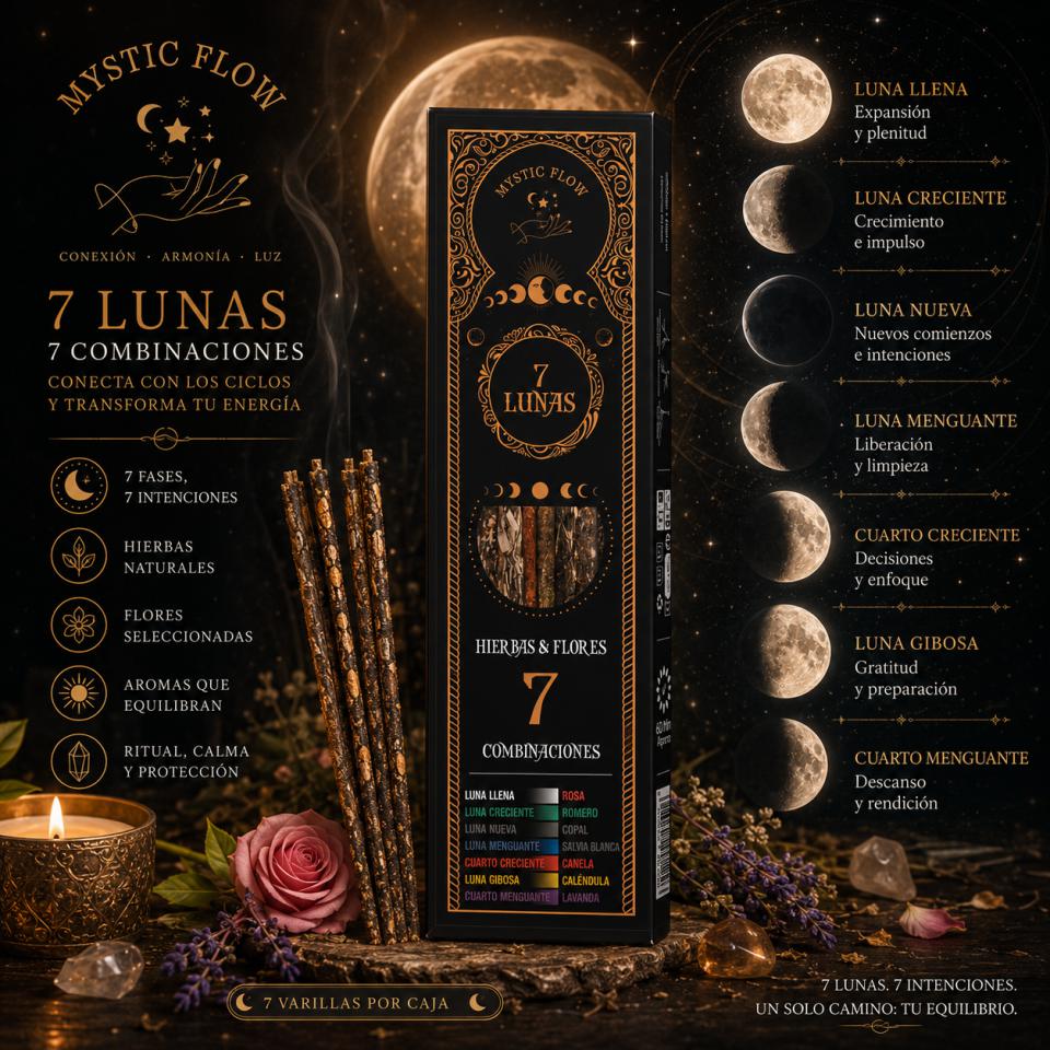 Incienso 7 Lunas - 7 Hierbas & Flores Mystic Flow (Pack 12 Cajas)