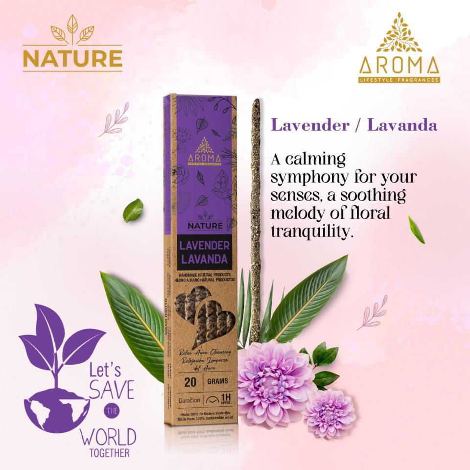 Incienso AROMA Orgánico Nature LAVANDA Pack 12 cajas