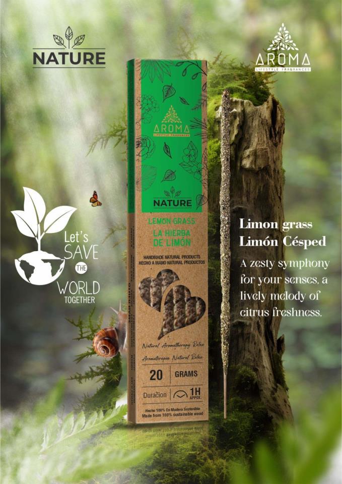 Incienso AROMA Orgánico Nature LEMONGRASS Pack 12 cajas