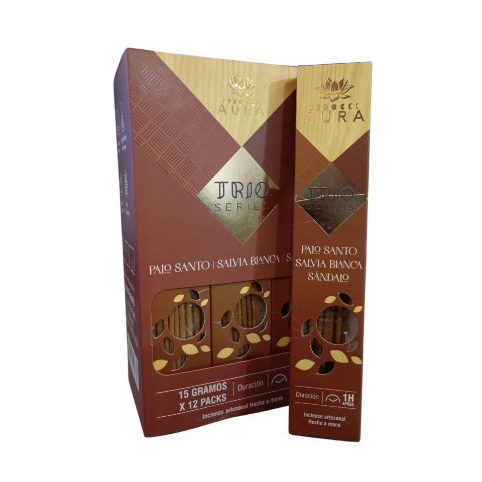 Incienso AURA TRIO SERIES - SÁNDALO Pack 12 cajas
