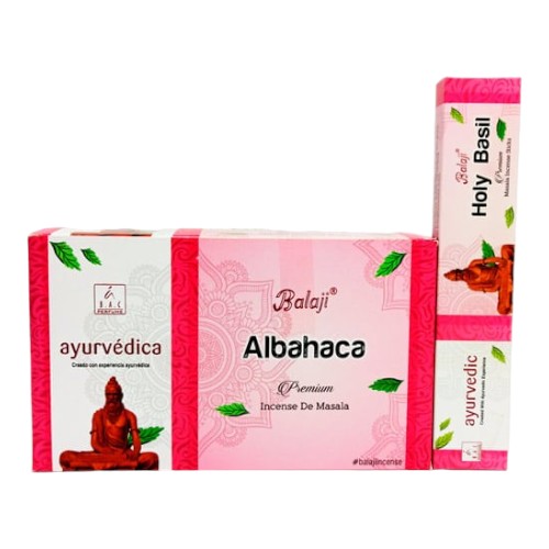 Incienso BALAJI Ayurveda ALBAHACA Pack 12 cajas