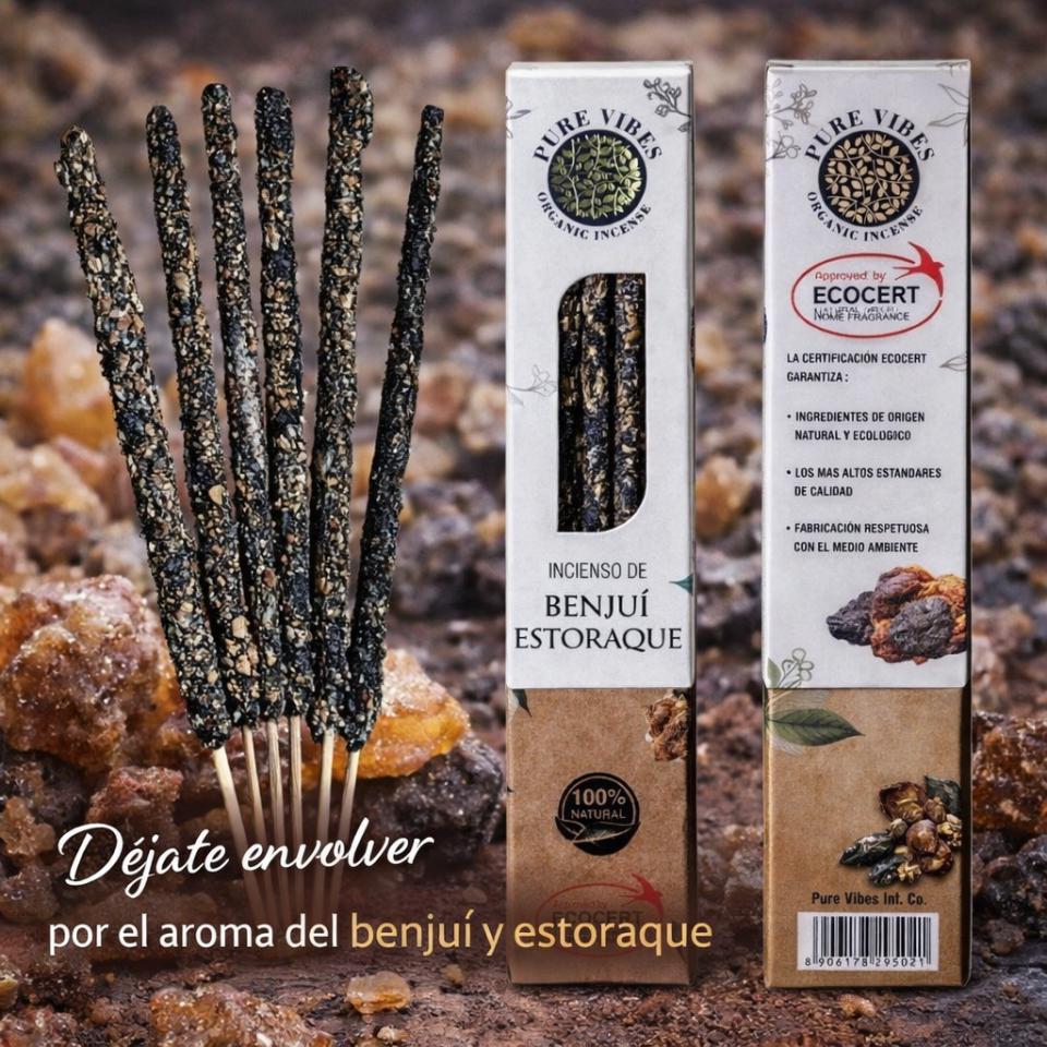 Incienso orgánico Pure Vibes BENJUÍ - ESTORAQUE Pack 12 cajas