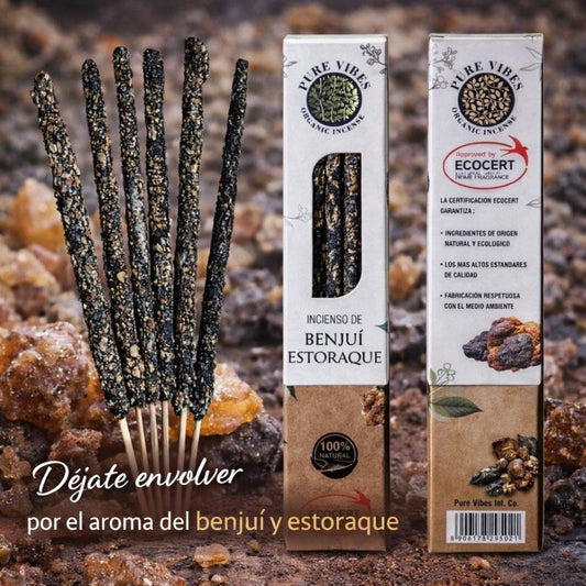 Incienso orgánico Pure Vibes BENJUÍ - ESTORAQUE Pack 12 cajas