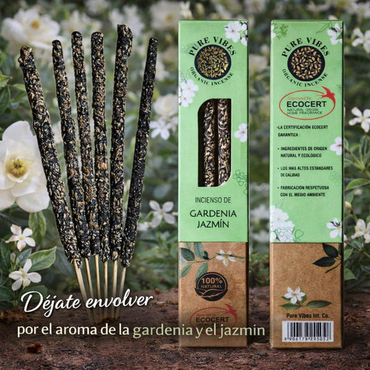 Incienso orgánico Pure Vibes GARDENIA - JAZMÍN Pack 12 cajas
