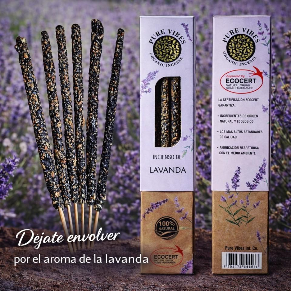 Incienso orgánico Pure Vibes LAVANDA Pack 12 cajas