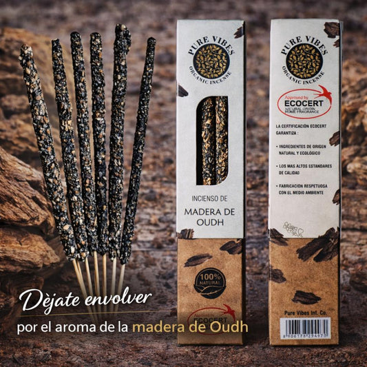 Incienso orgánico Pure Vibes MADERA DE OUDH Pack 12 cajas