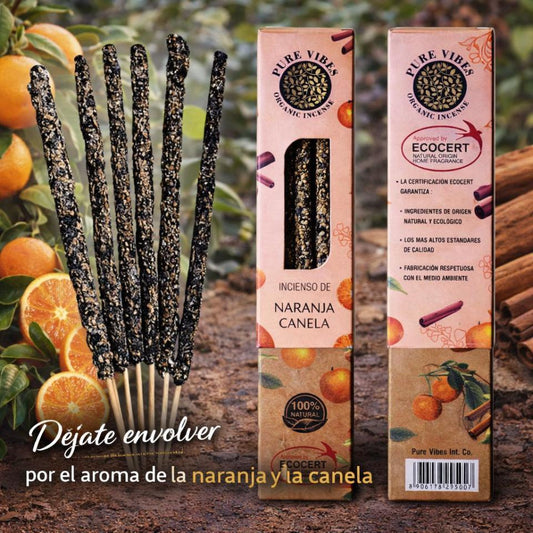 Incienso orgánico Pure Vibes NARANJA - CANELA Pack 12 cajas