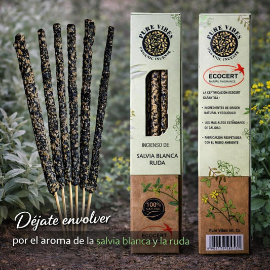 Incienso orgánico Pure Vibes SALVIA BLANCA RUDA Pack 12 cajas