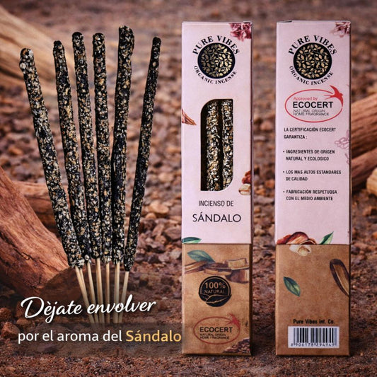 Incienso orgánico Pure Vibes SÁNDALO Pack 12 cajas