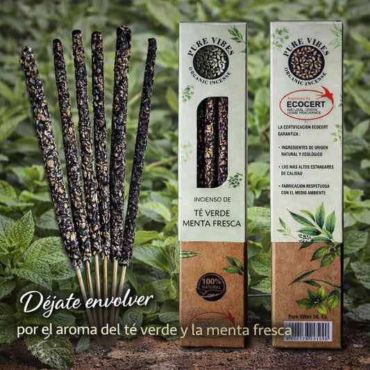 Incienso orgánico Pure Vibes TÉ VERDE MENTA FRESCA Pack 12 cajas