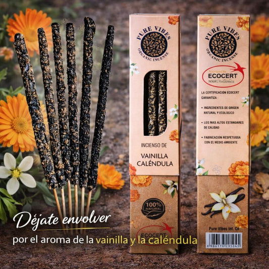 Incienso orgánico Pure Vibes VAINILLA - CALÉNDULA Pack 12 cajas