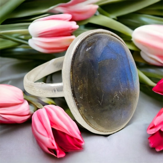 Anillo Plata de Ley 925 AJUSTABLE MINERAL LABRADORITA REF.890
