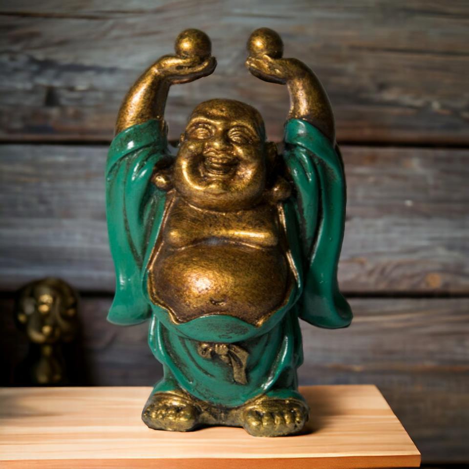 LUCKY BUDA RESINA 11,5CM ALTO REF 290-22-TURQUESA