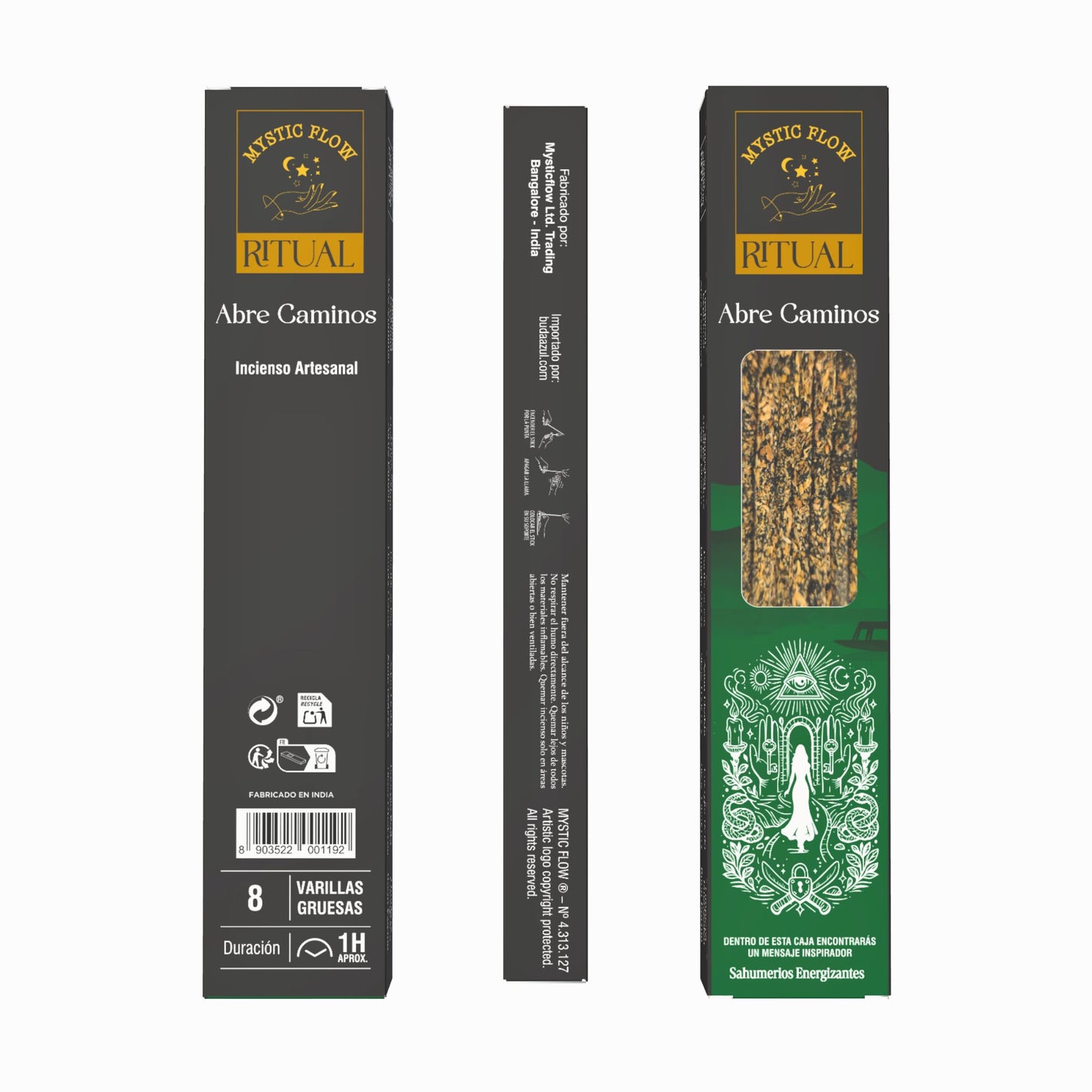 Incienso Ritual Abre Caminos Mystic Flow | Caja con 12 Cajitas de 8 Varillas Gruesas