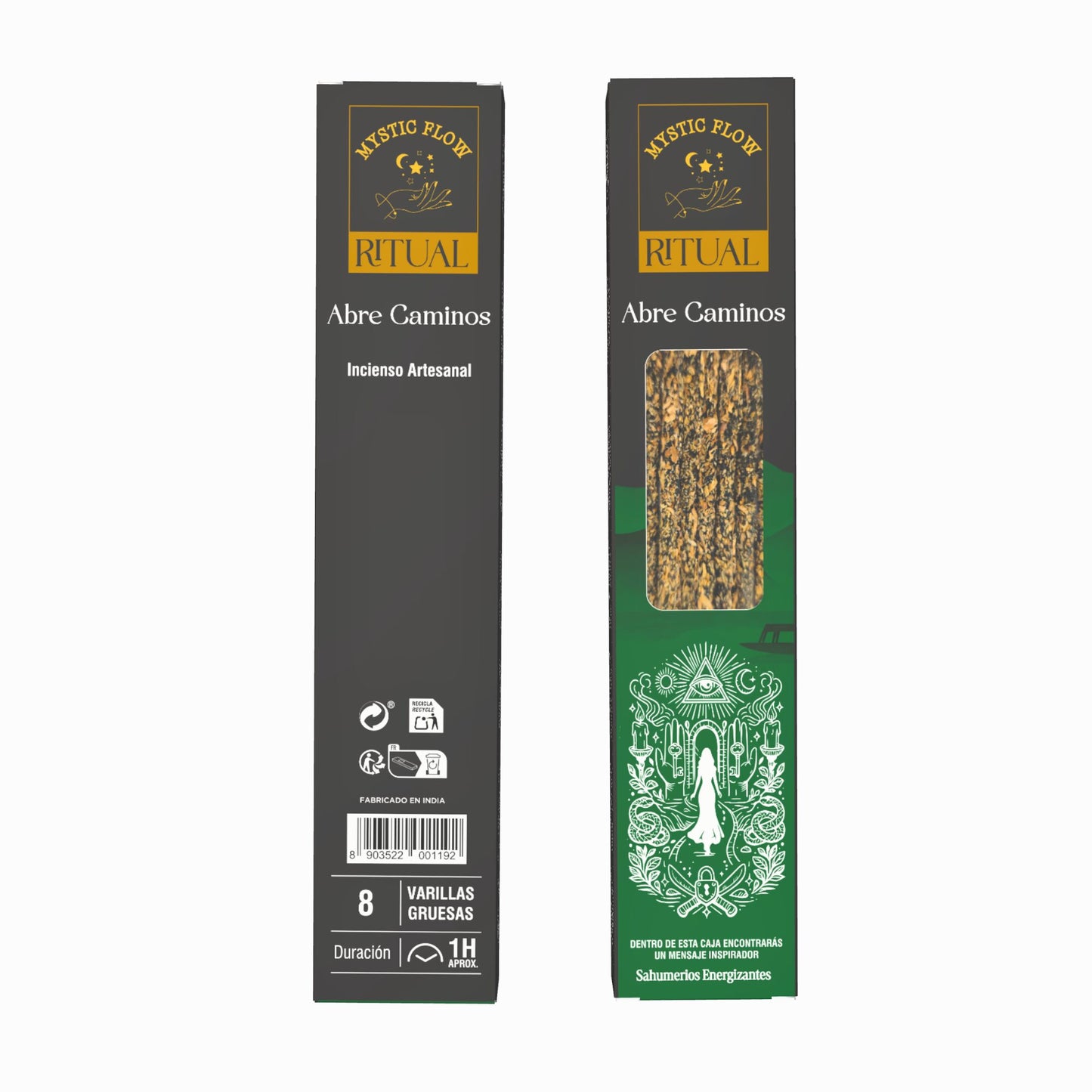 Incienso Ritual Abre Caminos Mystic Flow | Caja con 12 Cajitas de 8 Varillas Gruesas
