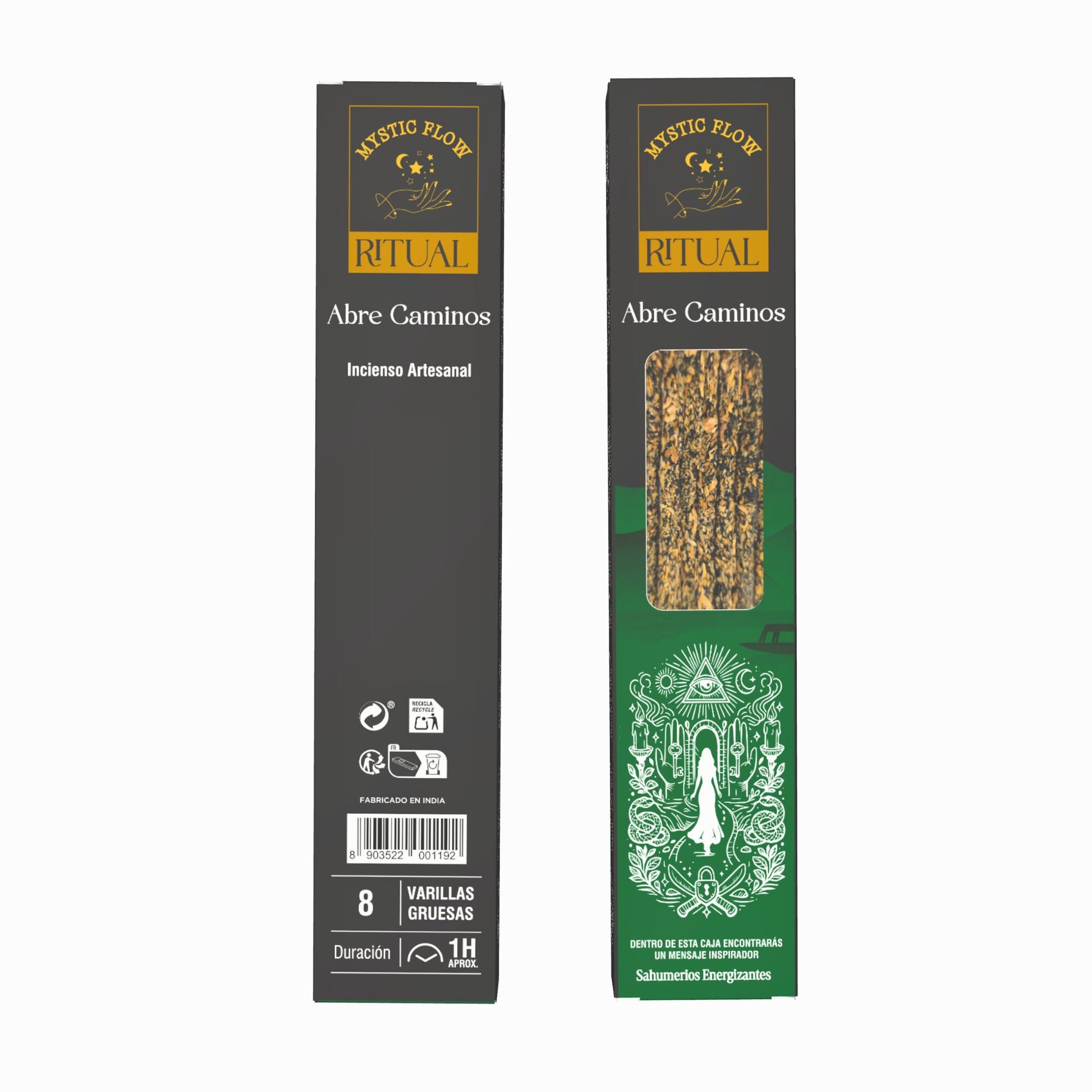 Incienso Ritual Abre Caminos Mystic Flow | Caja con 12 Cajitas de 8 Varillas Gruesas