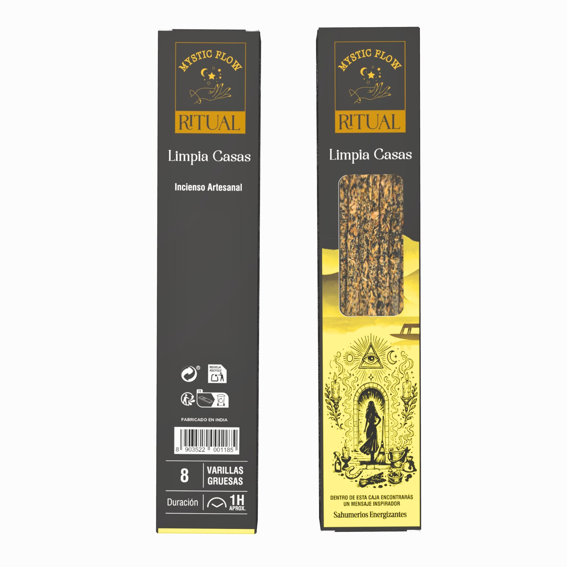 Incienso Ritual Limpia Casas Mystic Flow | Caja con 12 Cajitas de 8 Varillas Gruesas