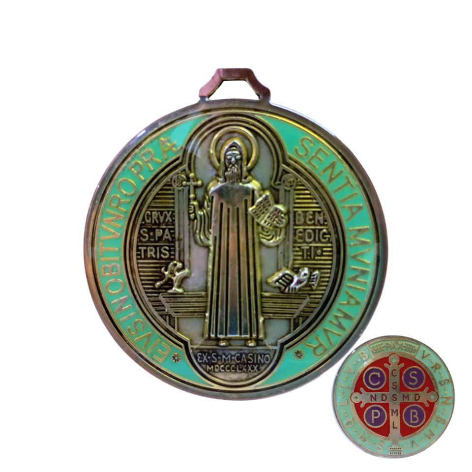 Medalla San Benito Grande - ø12,5cm - CELESTE