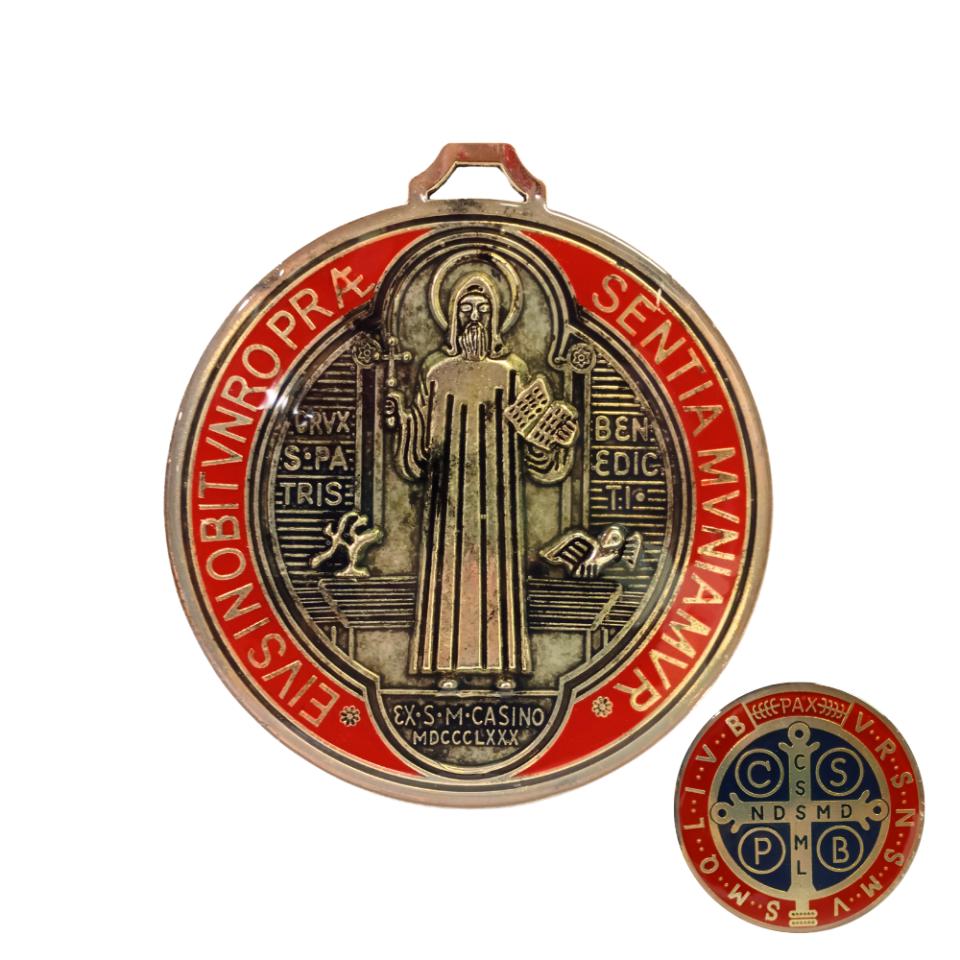 Medalla San Benito Grande - ø12,5cm - ROJO