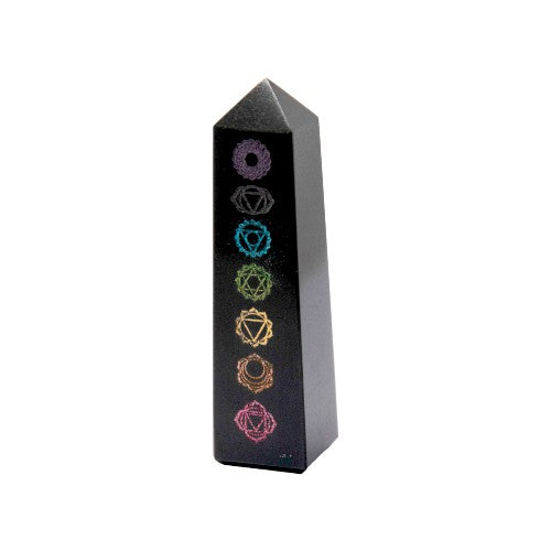 OBELISCO TURMALINA NEGRA 7 CHAKRAS  REF 690